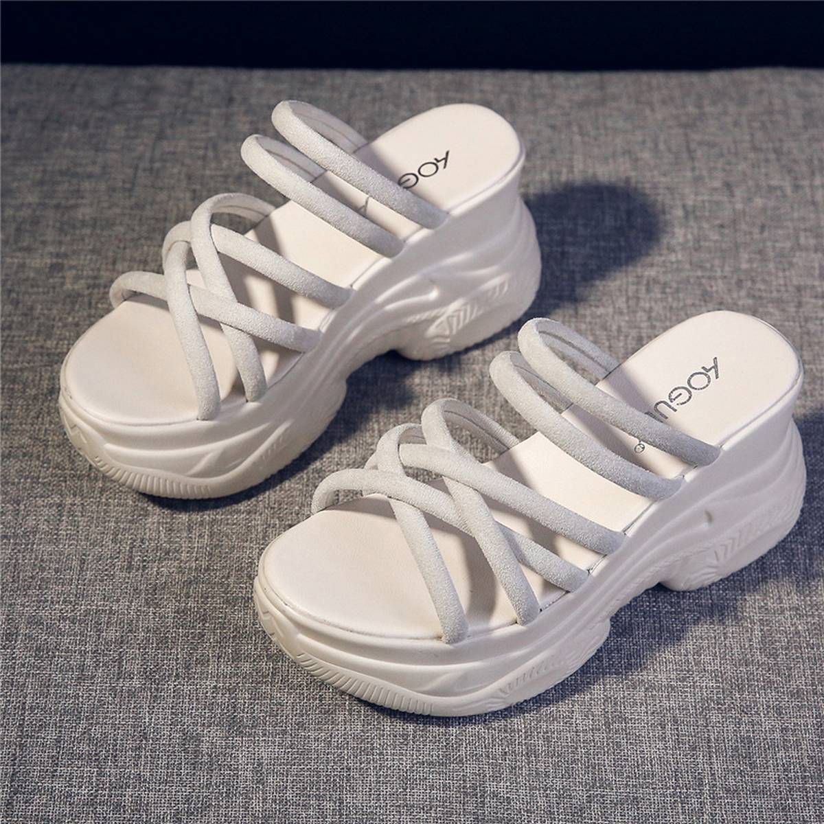 9cm/3.5 Inch Height Wedge Slides Fashion Shoes for Women Slippers