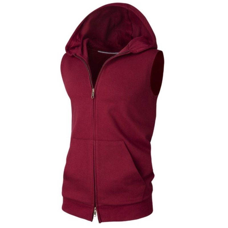 Men's Casual  Hoodies Zipper TaTops Fashion Plus Size Hooded Vest Men Loose Summer Sleeveless Hoodies Tops Undershirts
