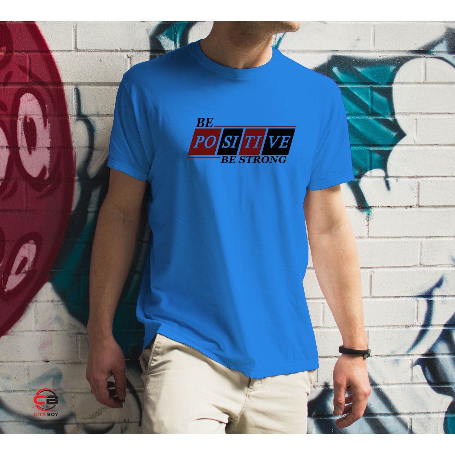 Be Positive Trendy T-Shirt For Men - Sky Blue - T Shirt For Man - T Shirt For Man - T Shirt For Man
