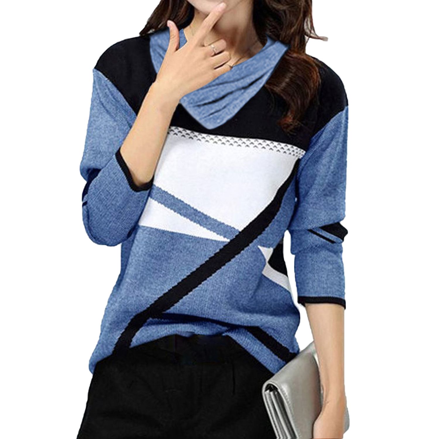 Autumn Blouse Contrast Colors Individual Lady Top