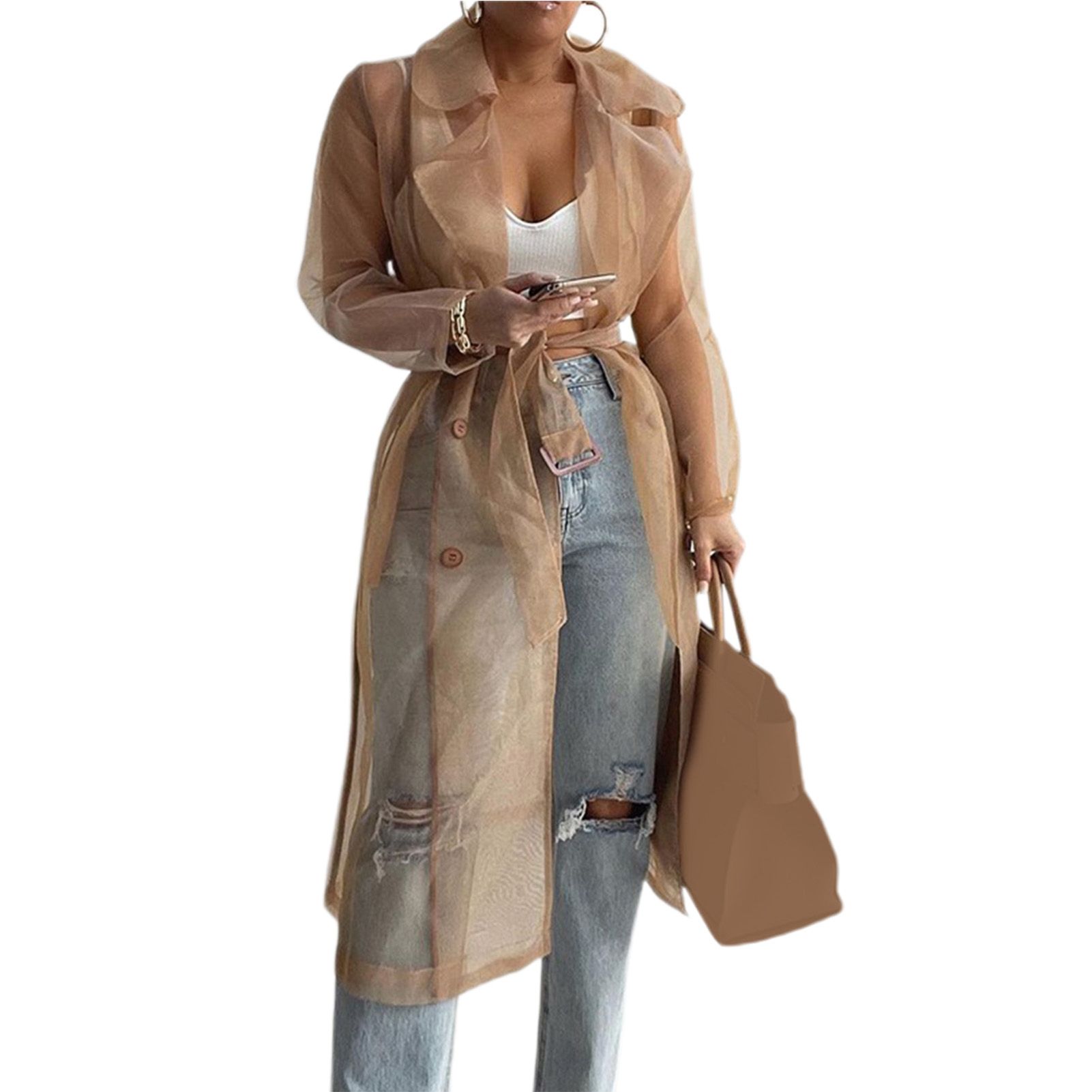 Outdoor Top Lantern Sleeves Pure Color Le-up Coat
