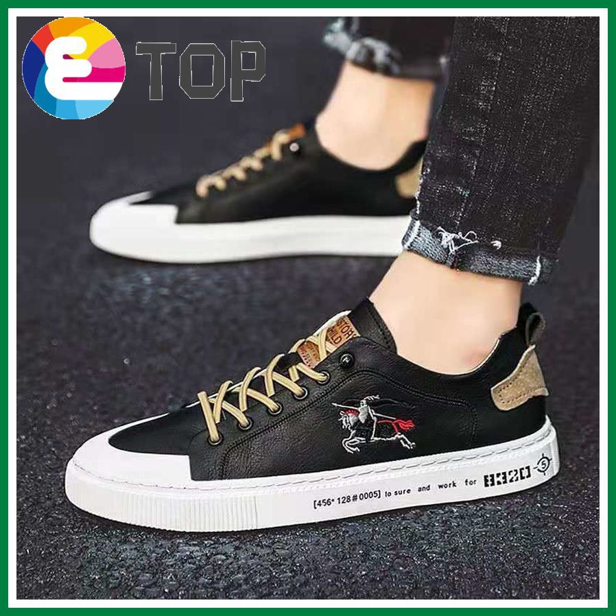 Men's Shoes New Leather Shoes Men's Korean Version of The Trend of All-match Leather Shoes Students Casual White Shoes Leather Panel Shoes