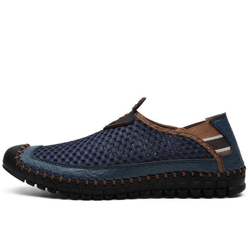 Mesh Men's Shoes Large Size：EU38-48 47 46 45 To Protect The Feet Summer New Casual Breathable Shoes Fashion Mesh Outdoor Hiking Shoes Leather Leather Sandals Men
