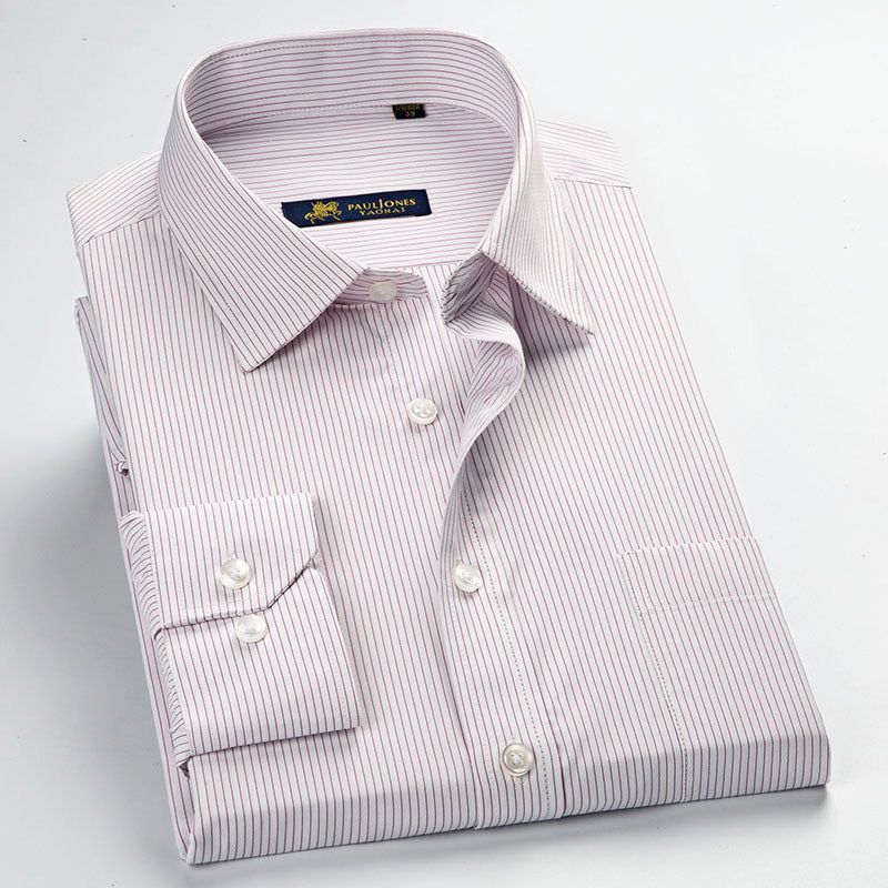 MACROSEA Men's Striped Formal Dress Shirts Male Business Social Shirts Classic Design Plus Size Long Sleeve Non-Iron Shirts