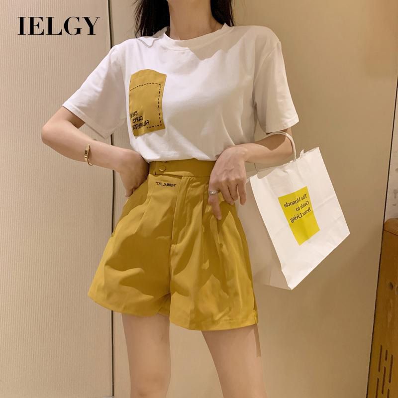 IELGY summer suit women's short-sleeved T-shirt top + high-waist shorts two-piece trend