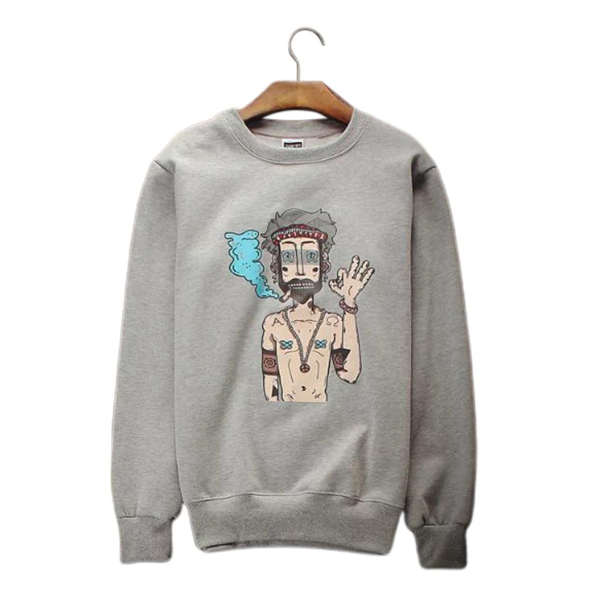 Yfashion Men Crew Neck Sweatshirt hicken Velvet Autumn Winter Male Casual Sports Pullover ops