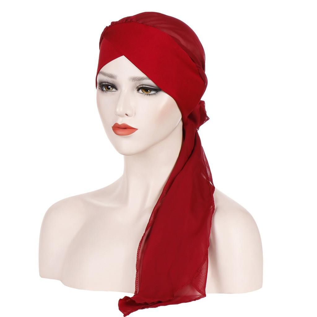 【ALLGOOD】Women Solid India Hat  Ruffle Cancer Chemo Beanie Turban Wrap Scarf Cap