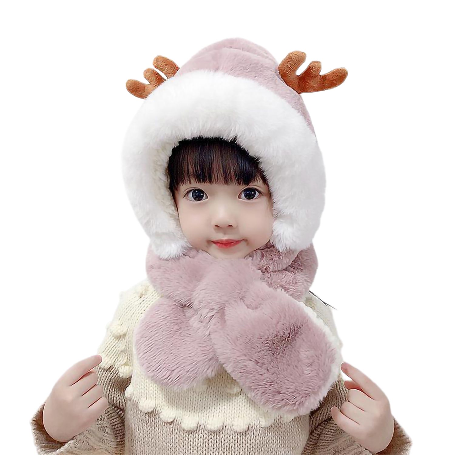 Children Hat Antlers Windproof No Brim Hat Scarf