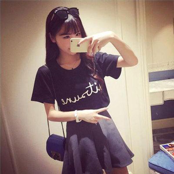 Korean Fashion Summer Korean Edition Loose Plus Size Short Sleeve T-Shirt Female Alphabet Round Collar Half-Sleeved Blouse