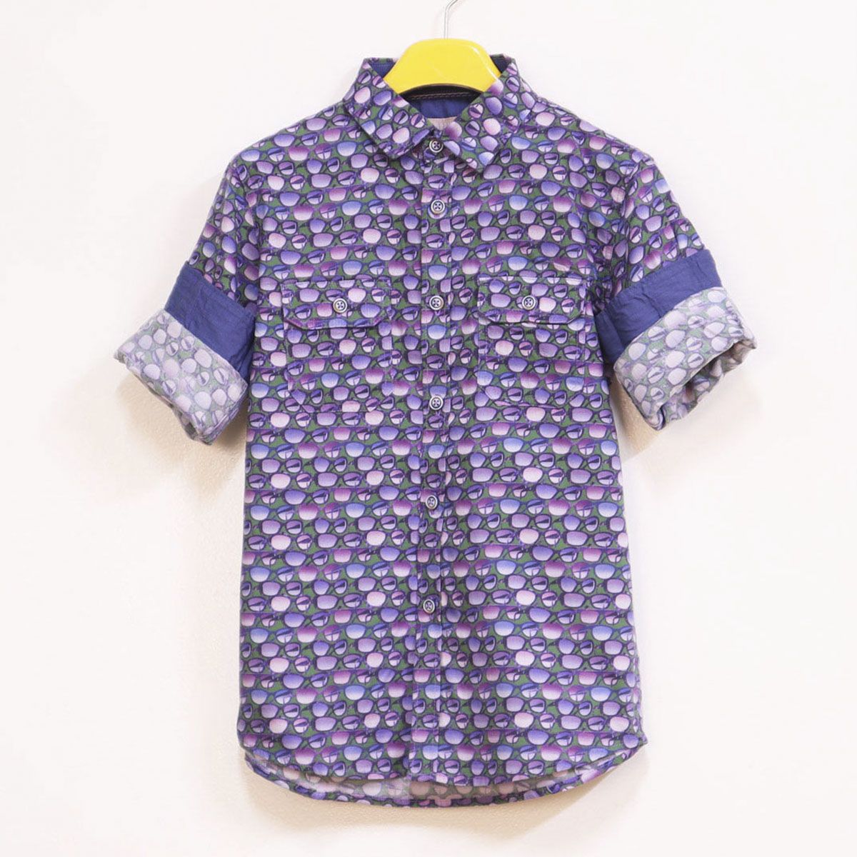 Printed Purple Color Kids Shirt Full [ Boy ]