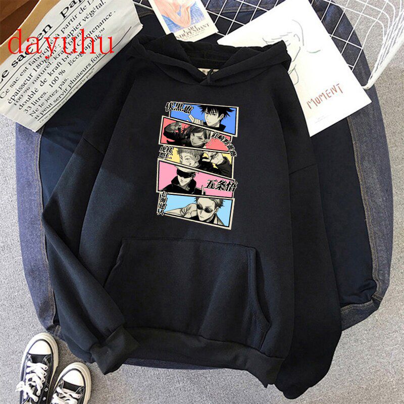 Japanese Anime Jujutsu Kaisen Hoodies Manga Men Winter Warm Cartoon Graphic Clothing Unisex Yuji Itadori Sweatshirts Male