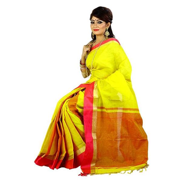 Yellow Cotton Saree for Women