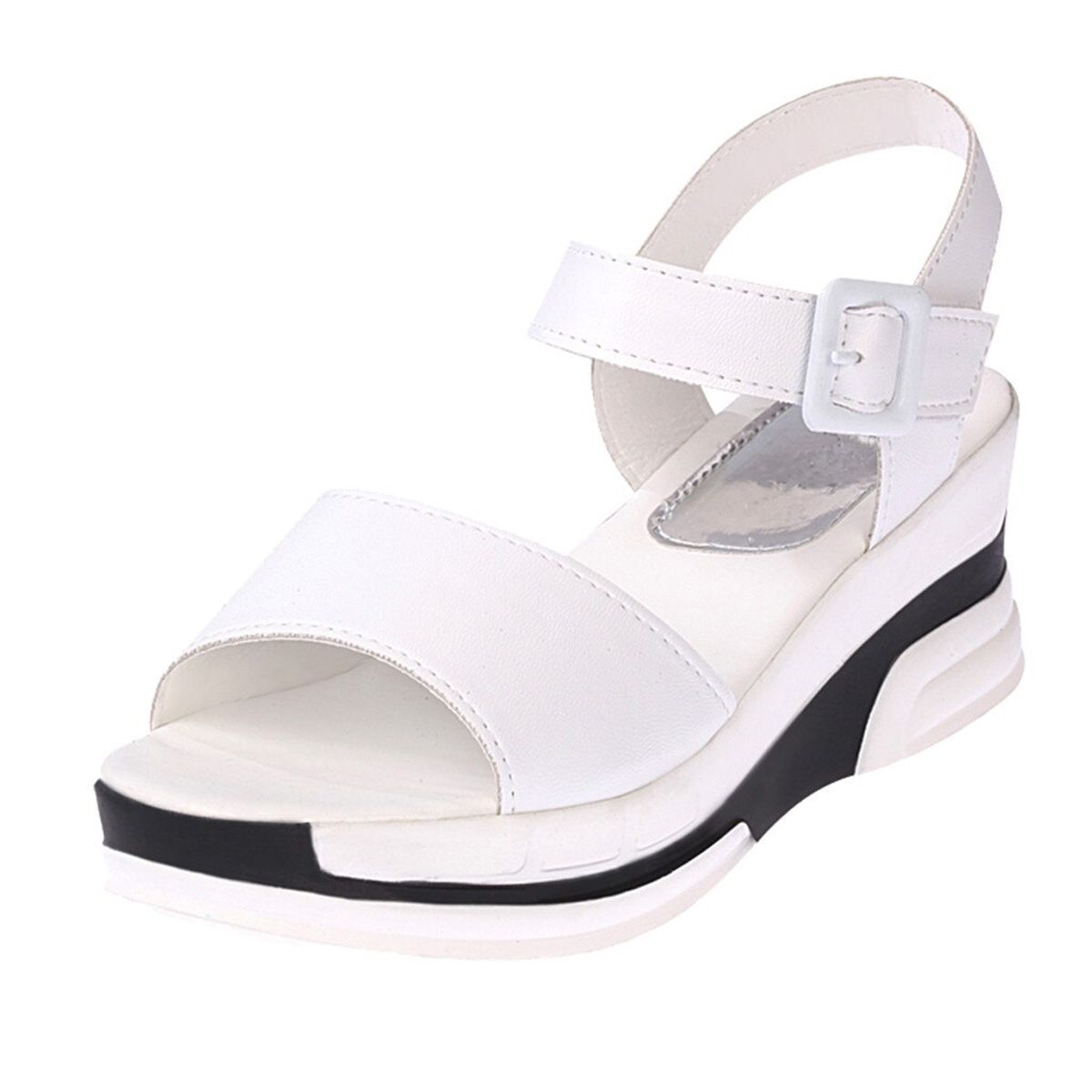 Platform Sandals Women Summer Women's Chunky Shoes Buckle Thick Soled Casual Woman Beach Sandal