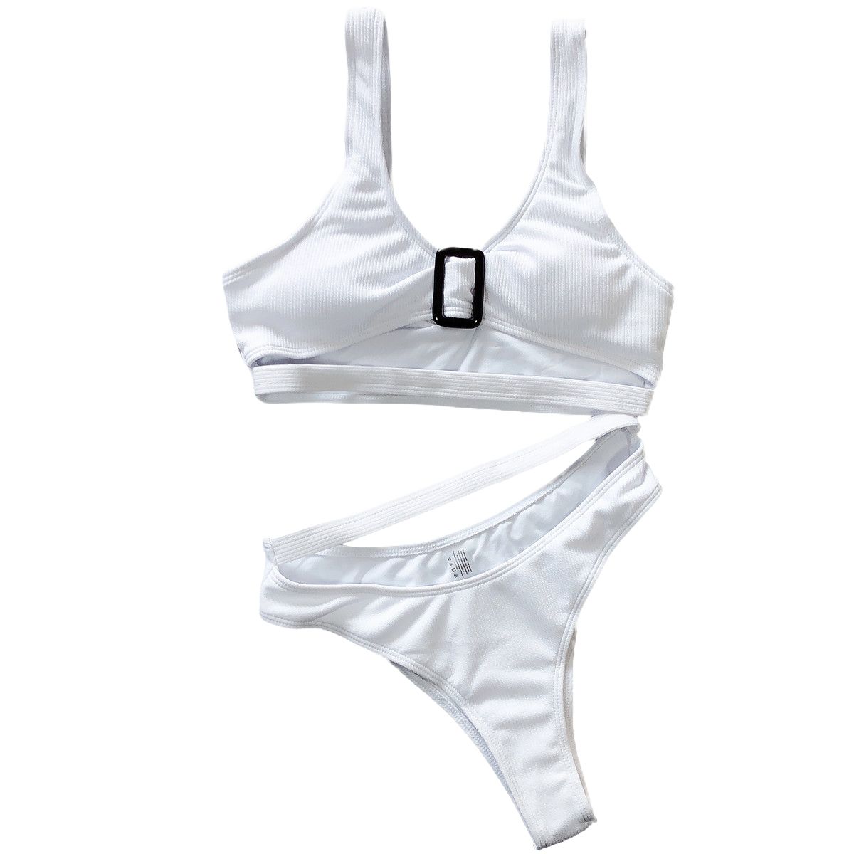 Womens Sexy Bikini Strap Cutout Design 2 piece Swimsuits Set Solid Color Beach Suit