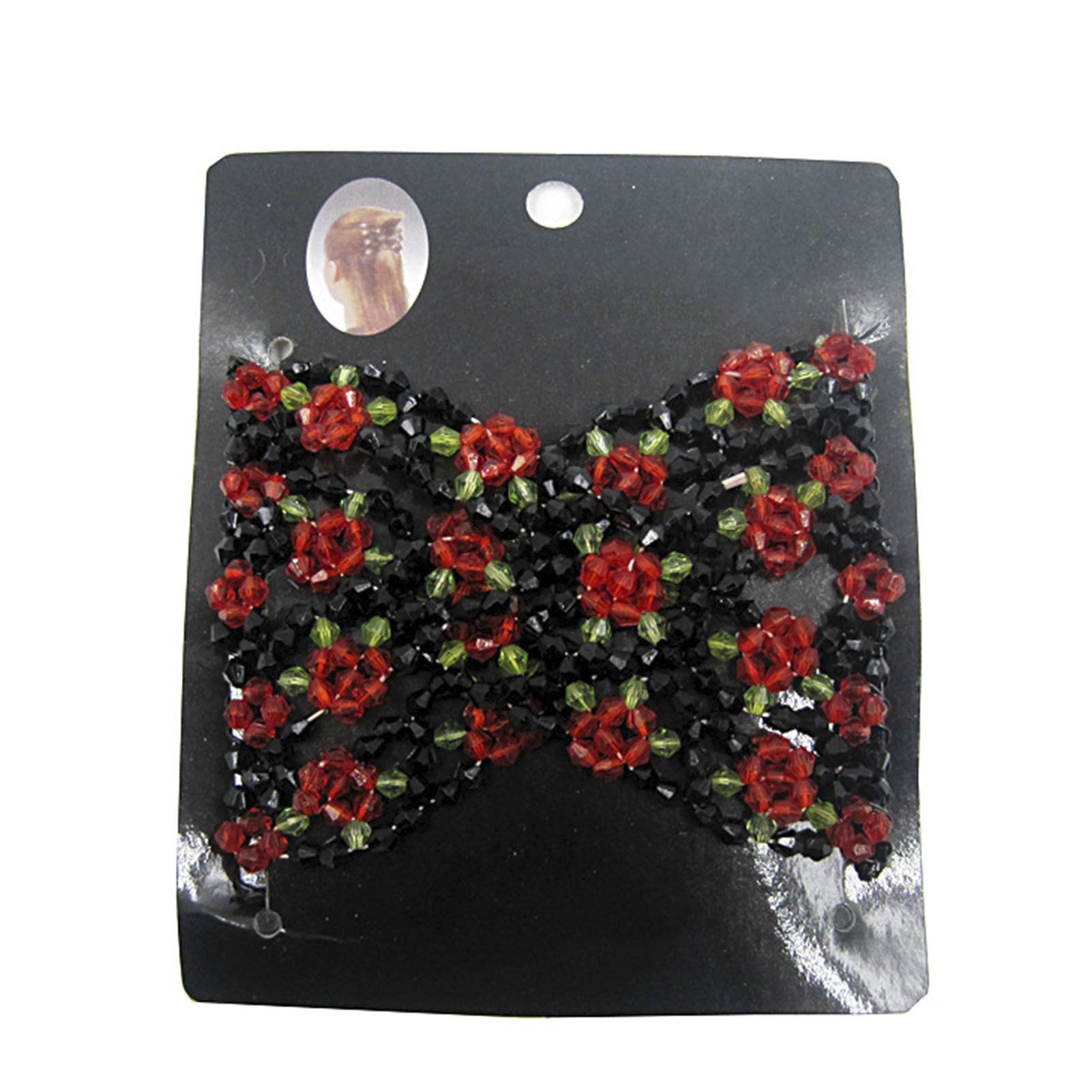 Hair Barrette Hollow Beads Flower Stretchy Hair Comb