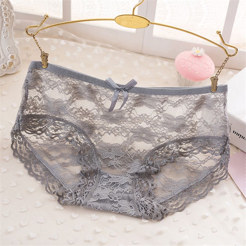 Yfashion Women  Low Waist Breathable Briefs Hollow Lace Underpants