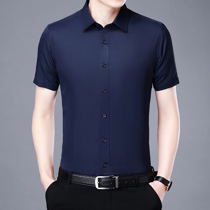 Short sleeve Men's Shirt Summer Button Collar Cotton Oxford Fabric Slim Fit Breath Fashion Business Mens Casual Shirts M-5XL