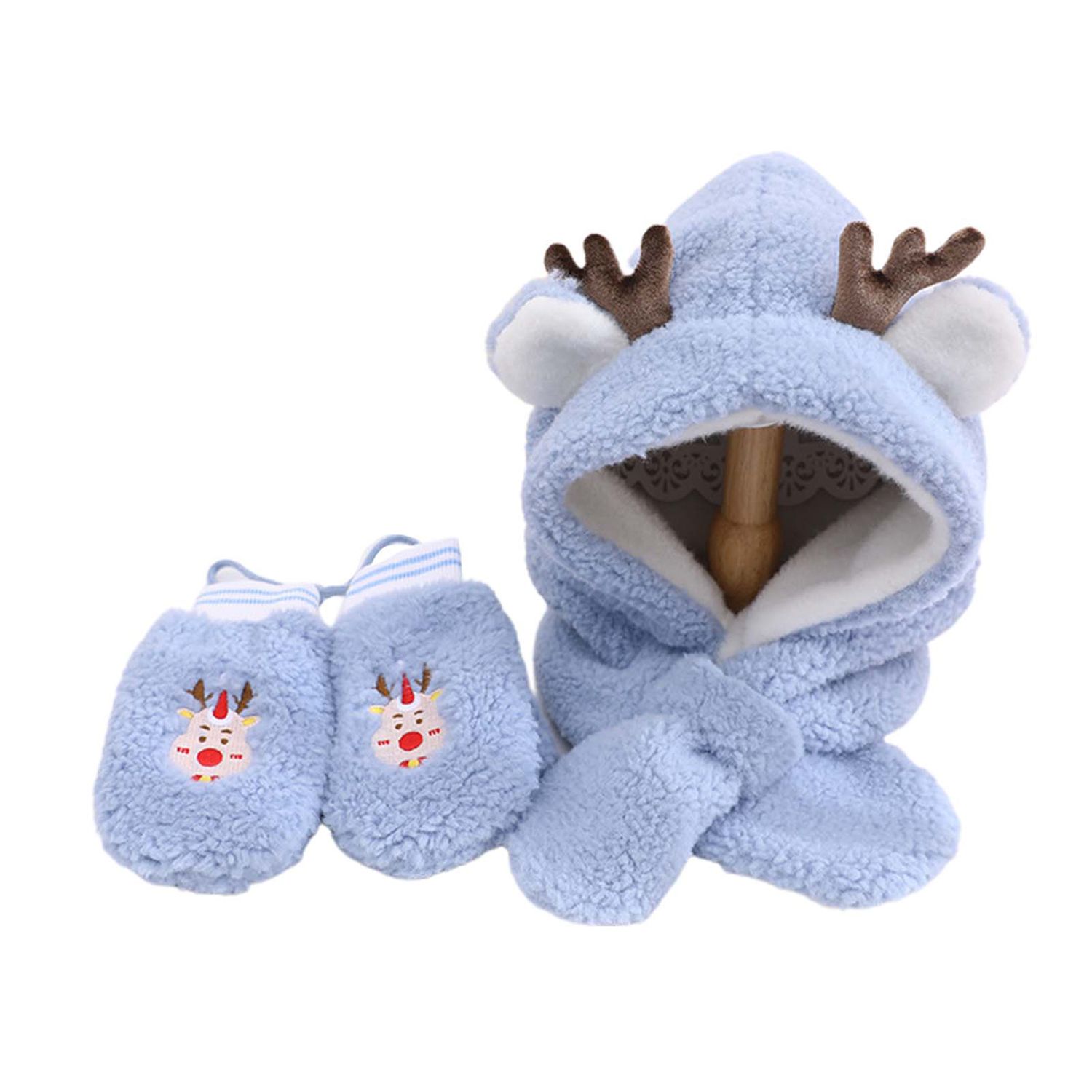 Children Hatttens Easy to Clean Uni Christ Style Hat Scarf Gloves Set