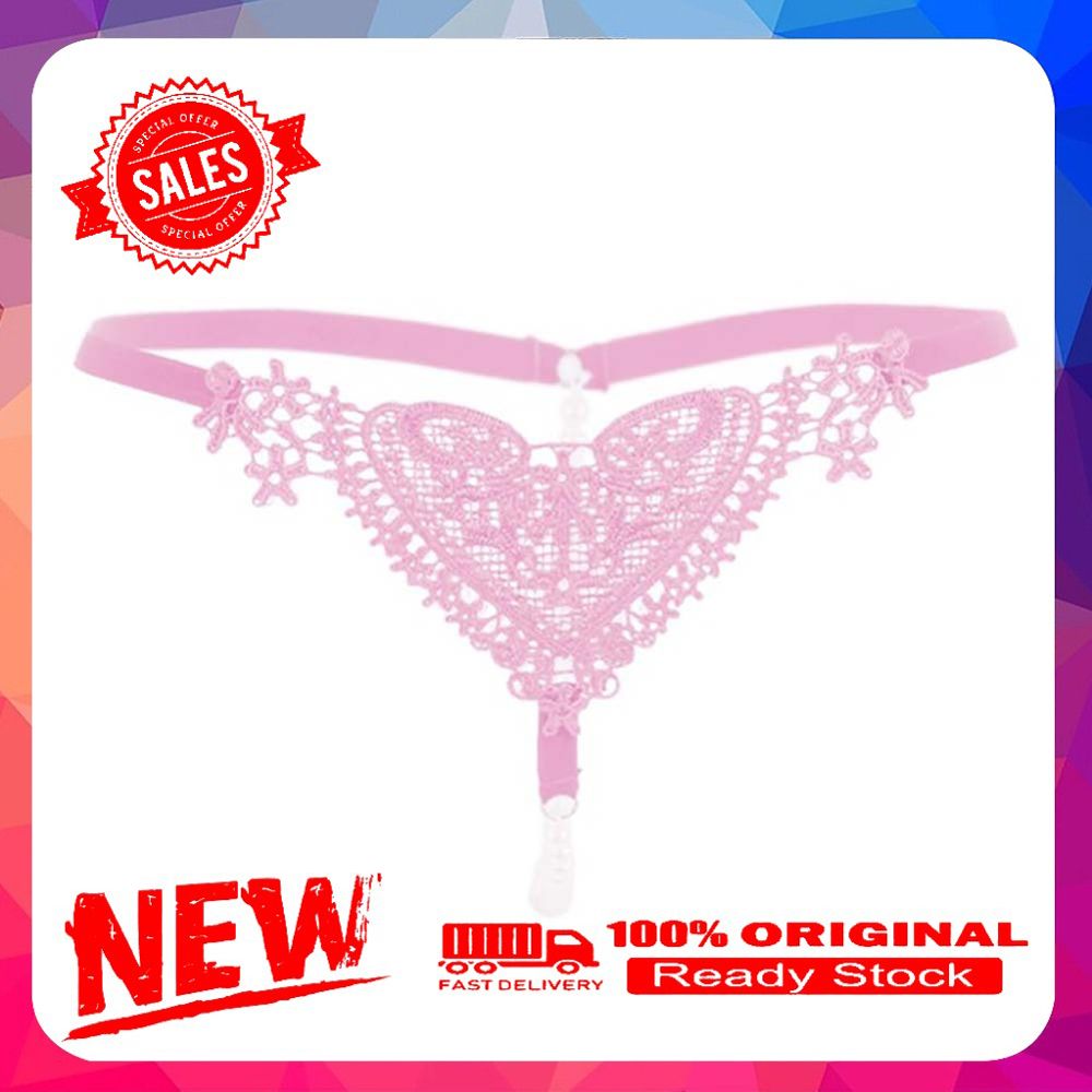 Hollow Heart Embroidery Faux Pearl G-String Thongs Women Elastic Underwear