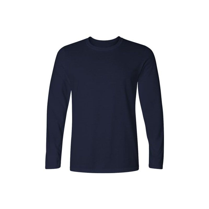 Navy Blue Full Sleeve Plain Solid Cotton T-Shirt