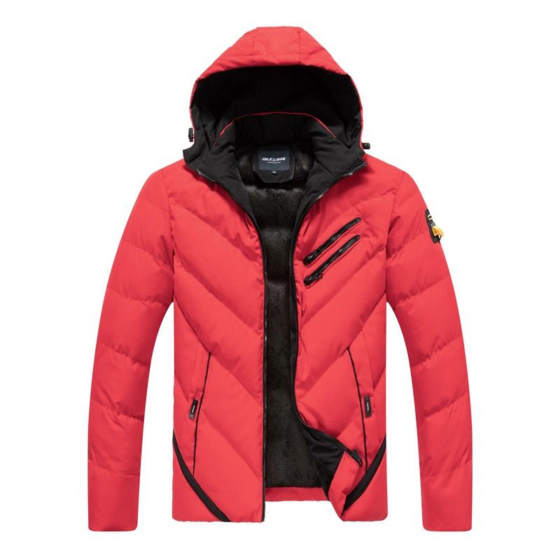 Men Winter Warm Windproof Fleece Detachable Hat Fashion Parka Coat Jacket Jacket Men Autumn Coat Solid Zipper Parka Men