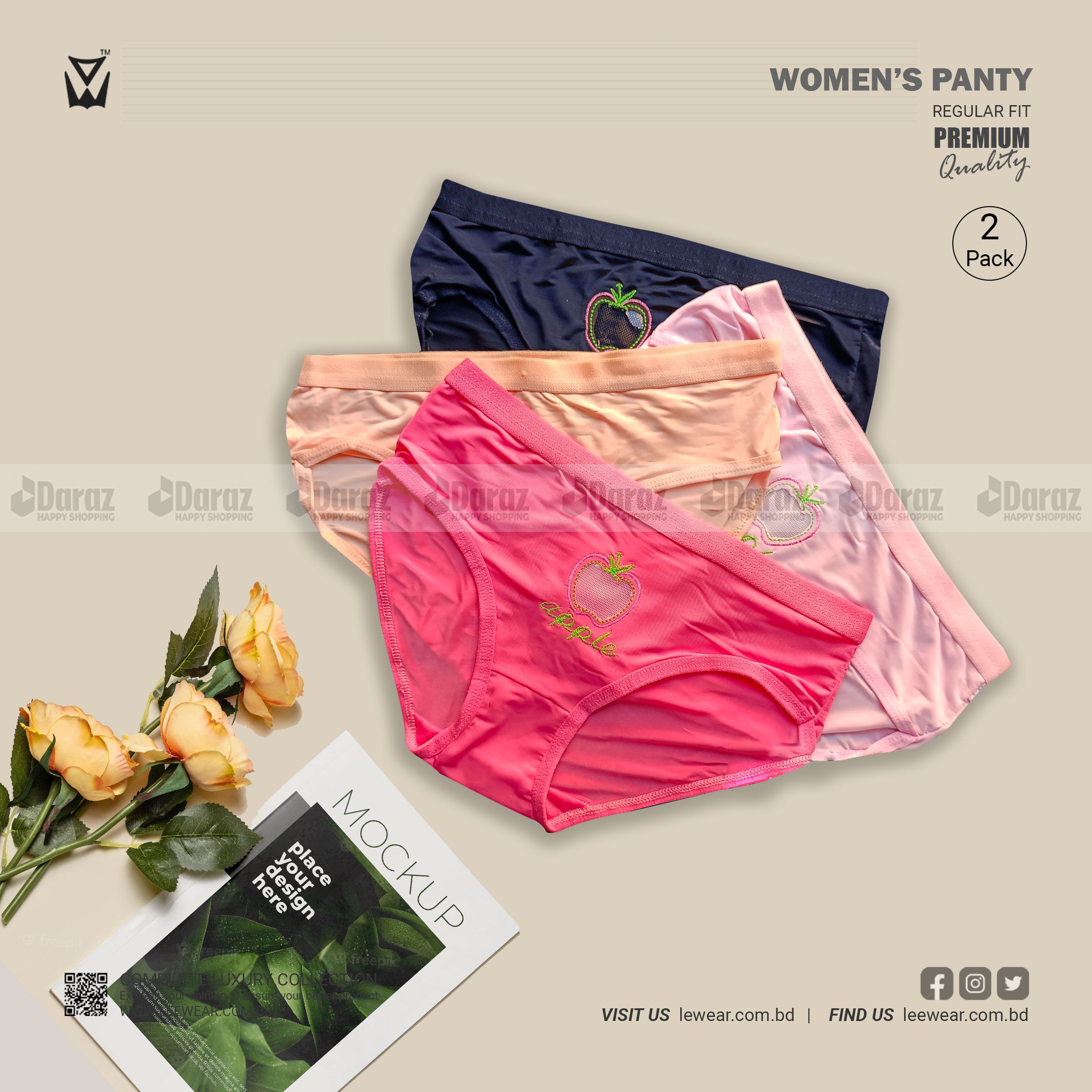 2 Pieces combo pack Women's Underwear Invisible Seamless Bikini Lace Underwear Half Back Coverage Panties, Hipster Briefs Bikini undergarments panty bra matching panty BDAA01PA21124