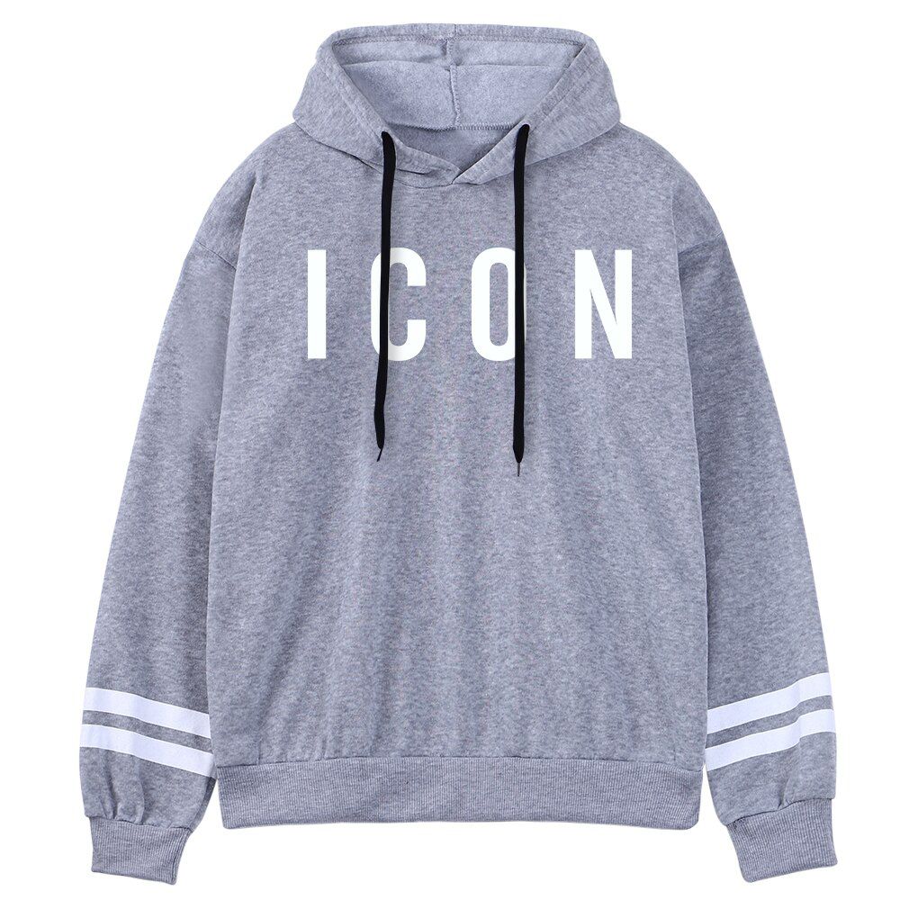 ICON Print Hoodies Autumn Winter Hooded Sweatshirt Fashion Men Clothing Casual Sweatshirt Warm Oversized Tracksuit