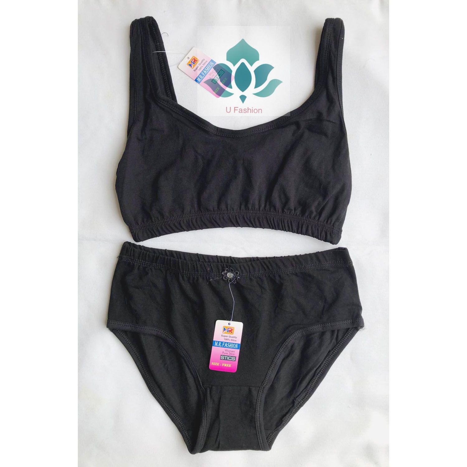 Girls' Matching jersey Underwear Set Cotton Bra and Panty.