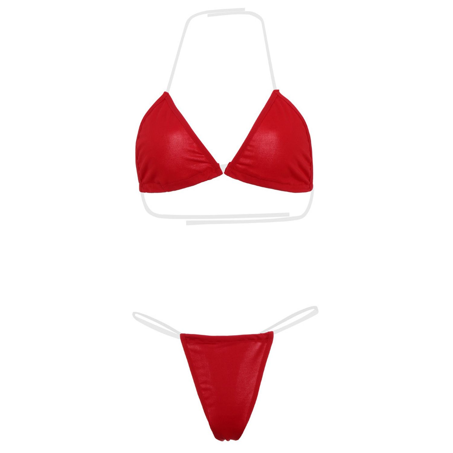 Split Swimwear Skinny Halter Triangle Bra High Waist Thong Swimwear