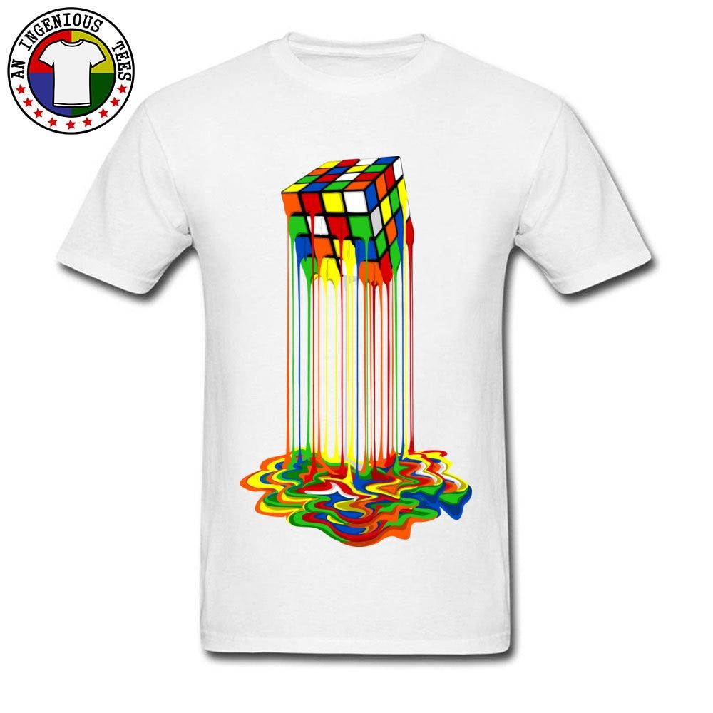 Sheldon Cooper Tshirt Rainbow Araction Melted Cube Image Pure Cotton Young T-Shirt Best Gift Men Tops & Tees Good Quality