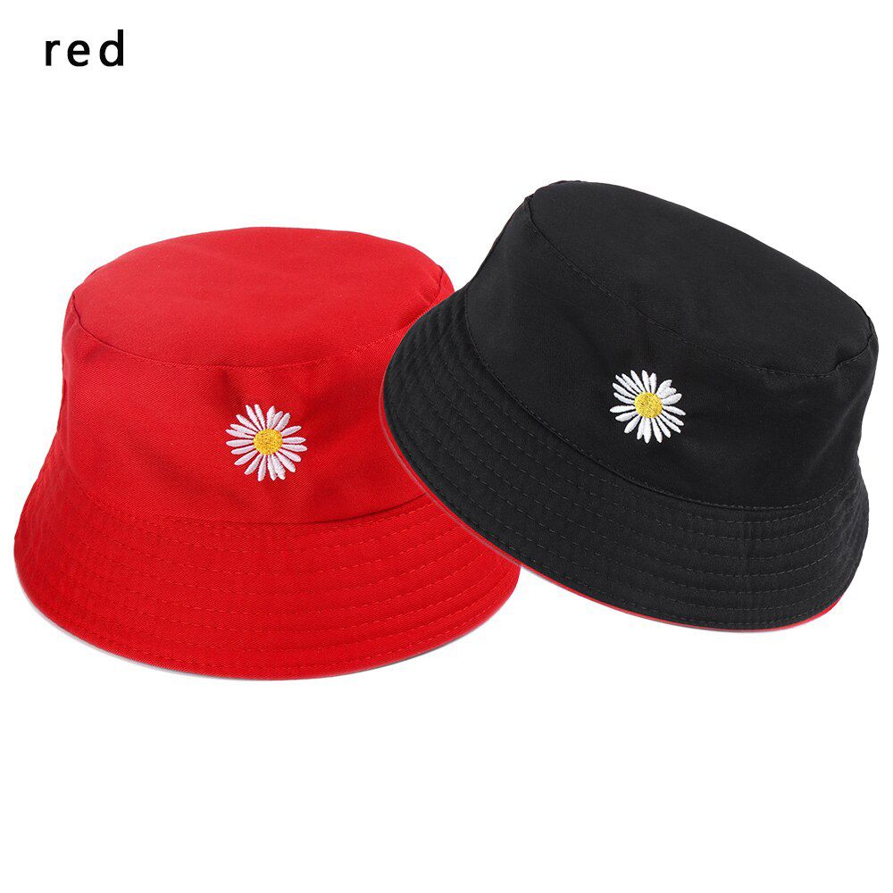 1PC Summer Casual Daisies Bucket Foldable Panama Bucket Hats Couple Cotton Fisherman Cap Sun Flat Top Caps
