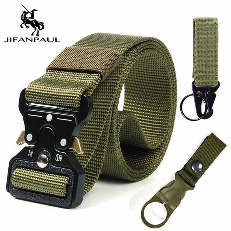 JIFANPAUL men belt Military Tactical Belt double ring non-porous high quality Nylon Alloy Elastic Training Battle Belt for men