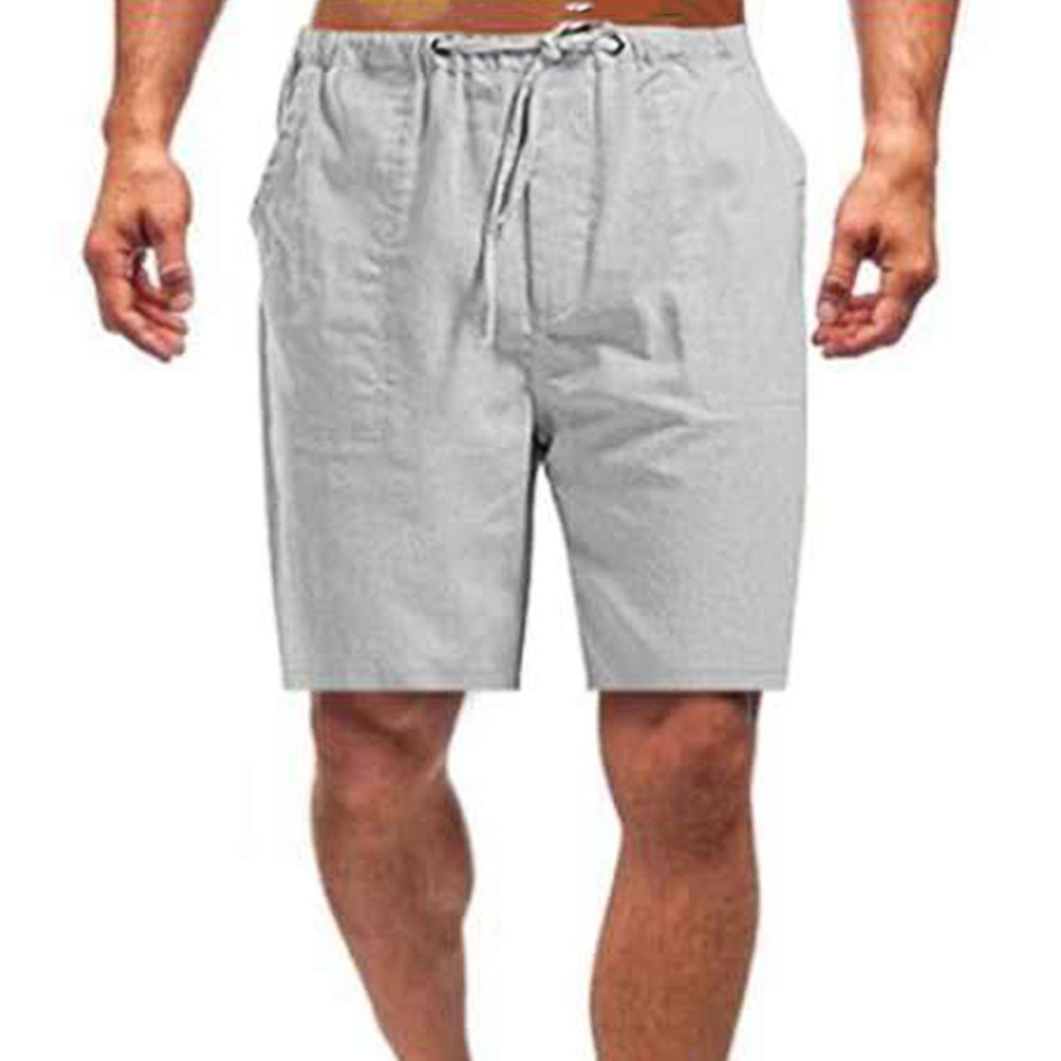 Solid Color Men Shorts Knee Length Shrink Resistant Wide Leg Multi Pockets Sweat Shorts Streetwear