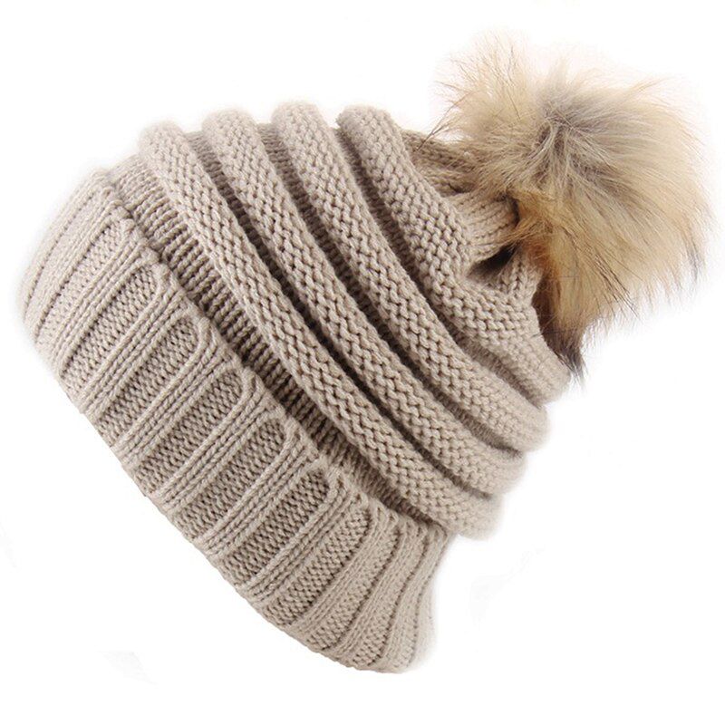 Winter Knitted Hat Thick Soft Warm Baggy Crochet Caps Men Women Wool Knit Ski Beanie Skull Slouchy Pompom Hat