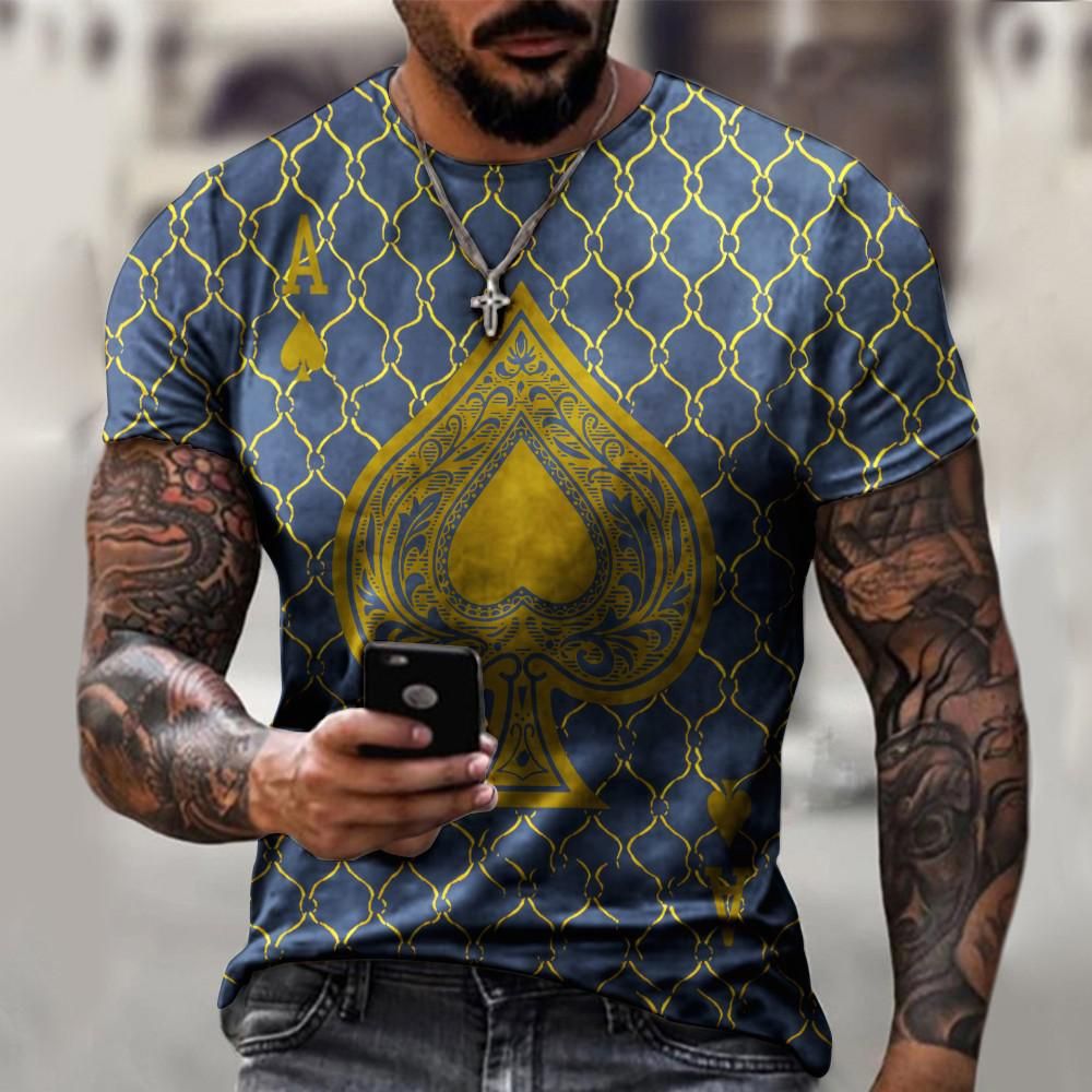 Summer T-shirt Short Sleeve 3D Card Print Men's T Shirt Fashion Retro Fashion Male Casual Streetwear Oversiezed Sweatshirt