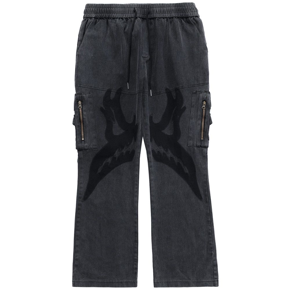 Aolamegs Pants Men Distressed Patch Cargo Zipperckets Trouser Men Vintage PuStyle Cool High Streetster Male Streetwear