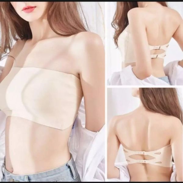 Women's Plain Strapless Seamless Stretch Boob Tube Bra-1pcs.