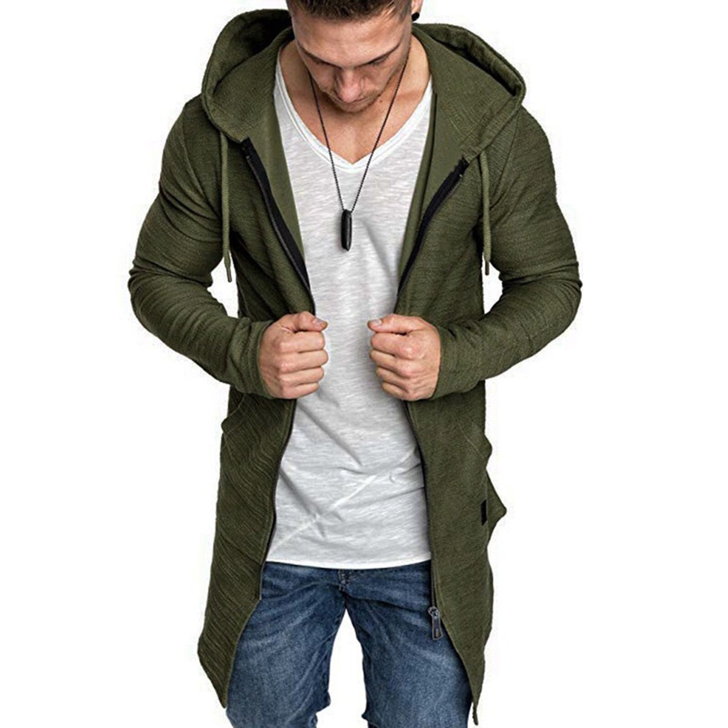 Cardigan Coat Solid Color Slim Mid-length Jacket