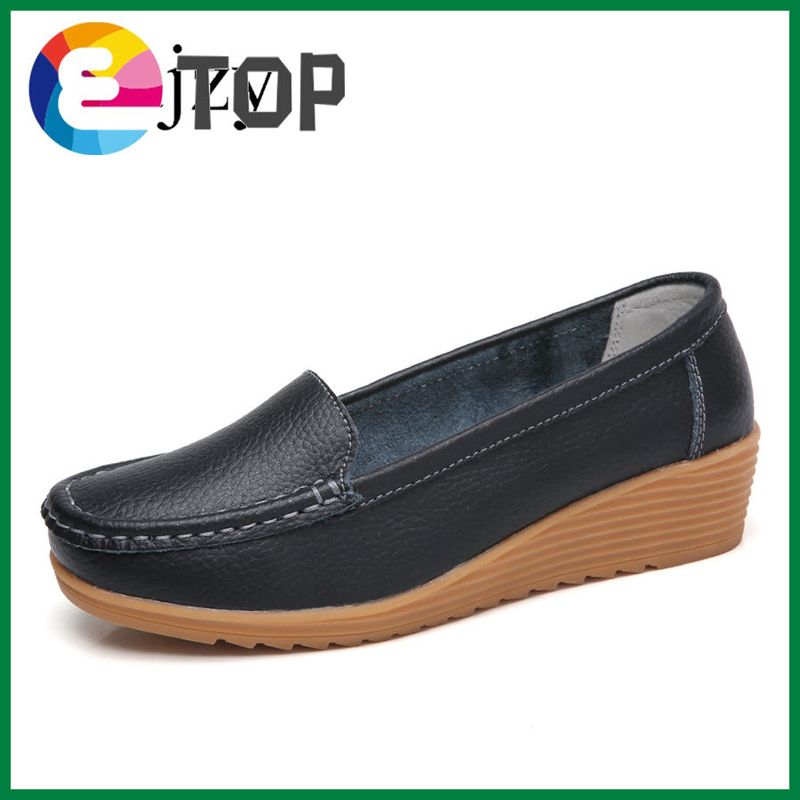Loafers for Women Mother Shoes Lady Casual Shoes Boat Shoes Leather Flat Shoes