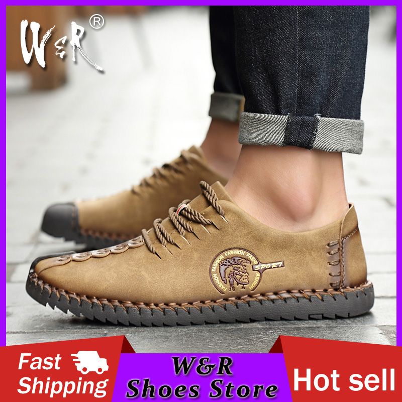 Big Size 38-47 Hight Quality Leather Sport Shoes Men Fashion Comfortable Sneakers Lace-up Men Casual Shoes Men Handsome Loafer Shoes