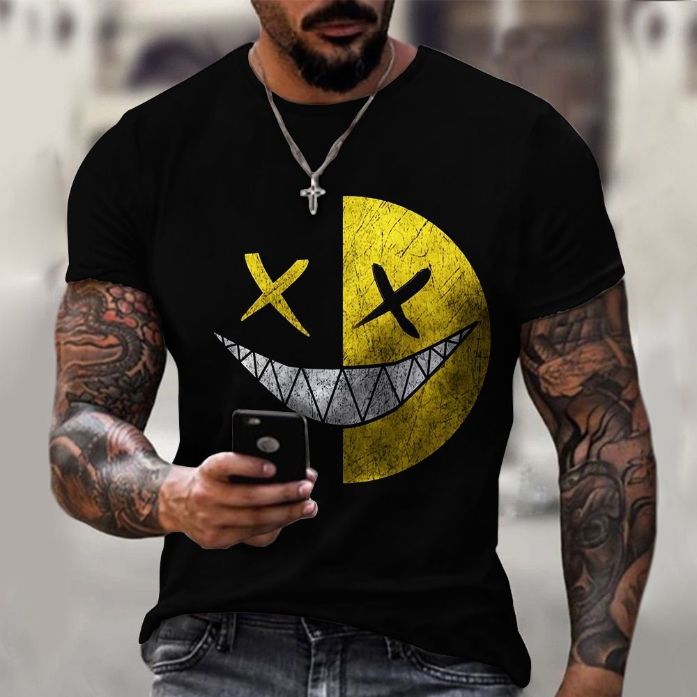 Summer short-sleeved tops T-shirt shirts 3D printing patterns street fashion casual style men's handsome tops