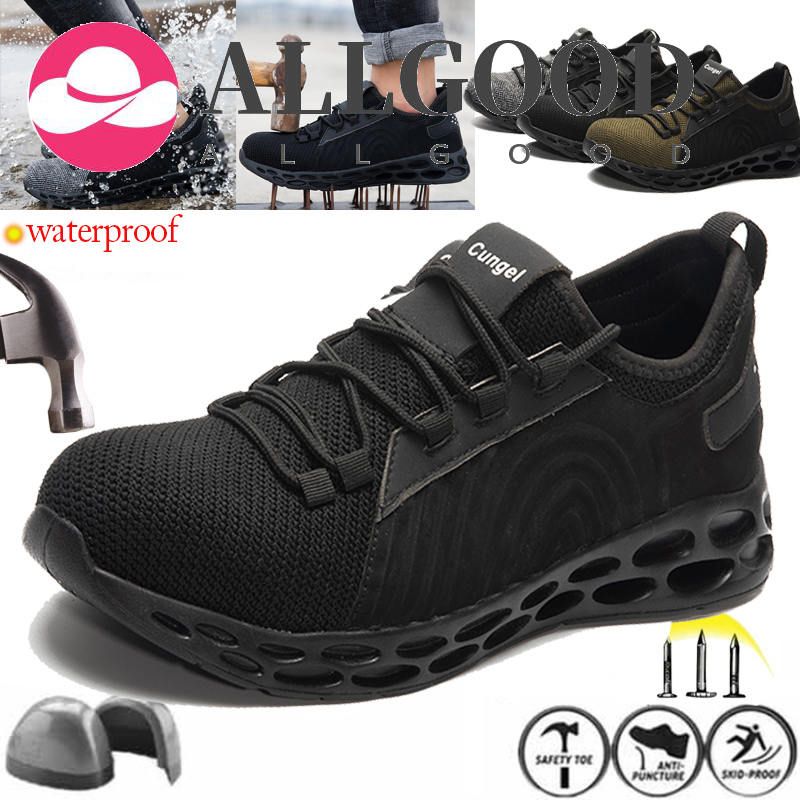 Waterproof Breathable Desert S1P High Cut Safety Shoes Work Boot Footwear Steel Toe Oil Resist Anti-slip ( Denim Blue )