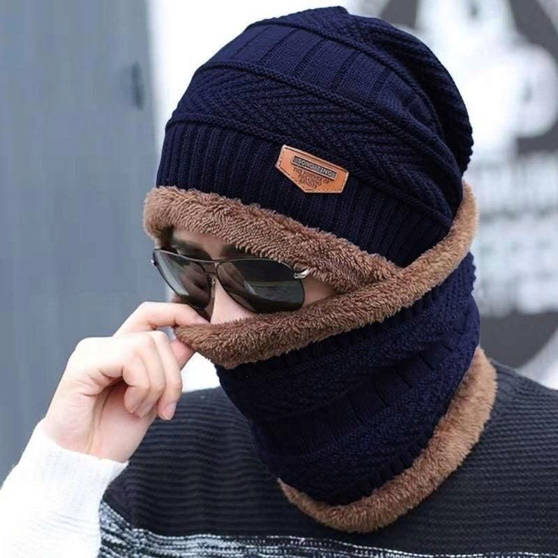 UGLY FISH Cap Winter Hat And Neck Warmer For Men Knit Hat Skullies Beanies - Cap For Men - Cap - Winter Cap