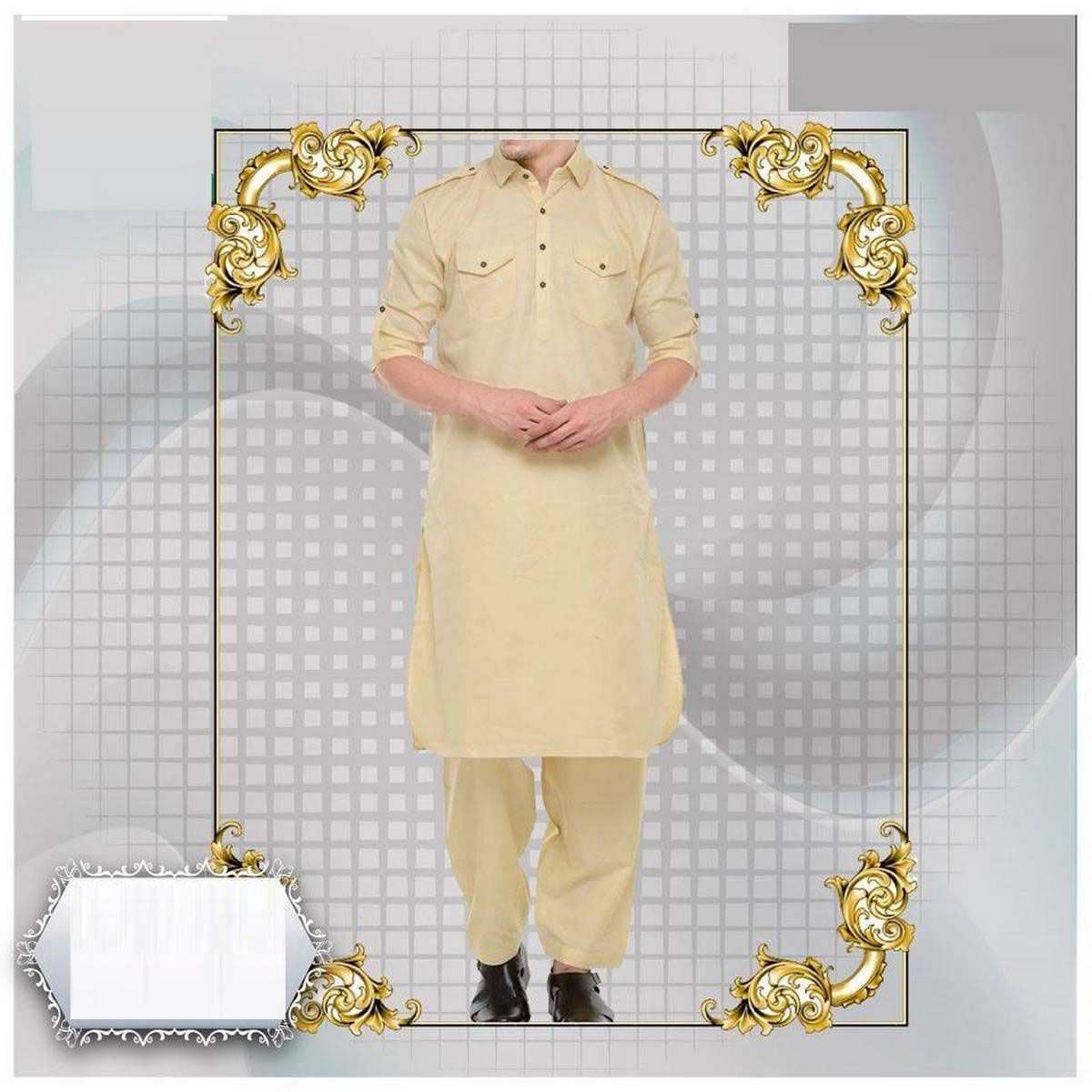 Stylist  cotton Kabli Panjabi Set For Man With Pajama