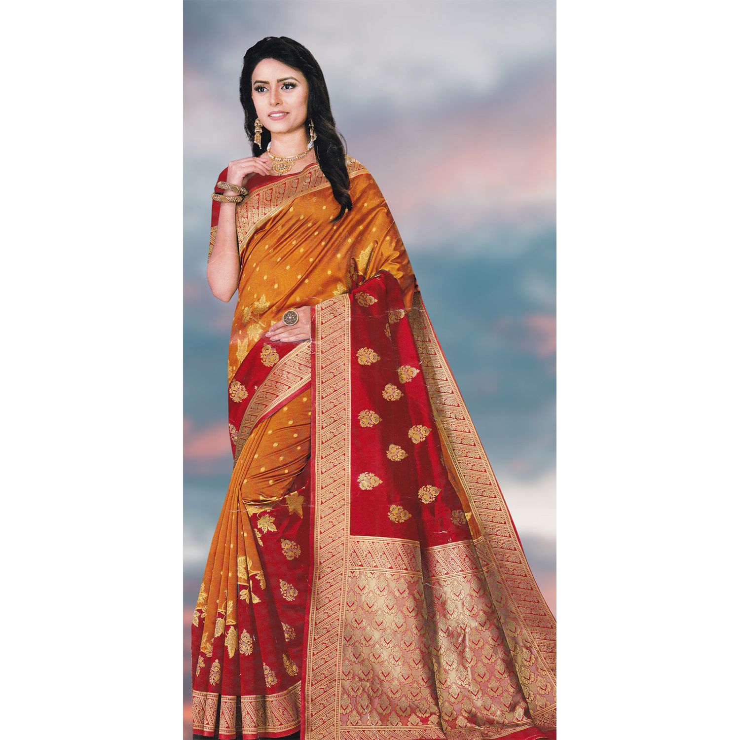 Indian Silk Katan Sharee with Blouse Piece For Women's