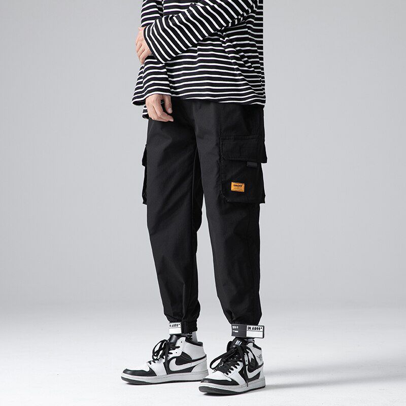 Ribbons Harem Joggers Men Cargo Pants Streetwear Hop Casualckets Track Pants Male Harajuku Fashion Trousers