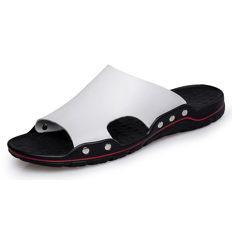 2021 Summer Men Sandals Leather Quality Beach Slippers Casual Shoes Flat Outdoor Beach Shoes Big Size 38-48