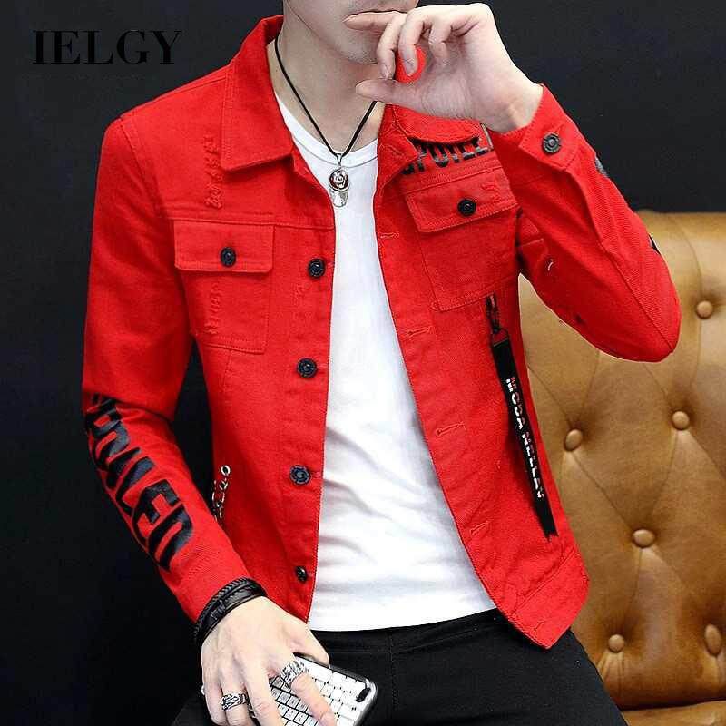 IELGY 【S-3XL】 thin jacket men's Korean style slim denim clothes trendy personality