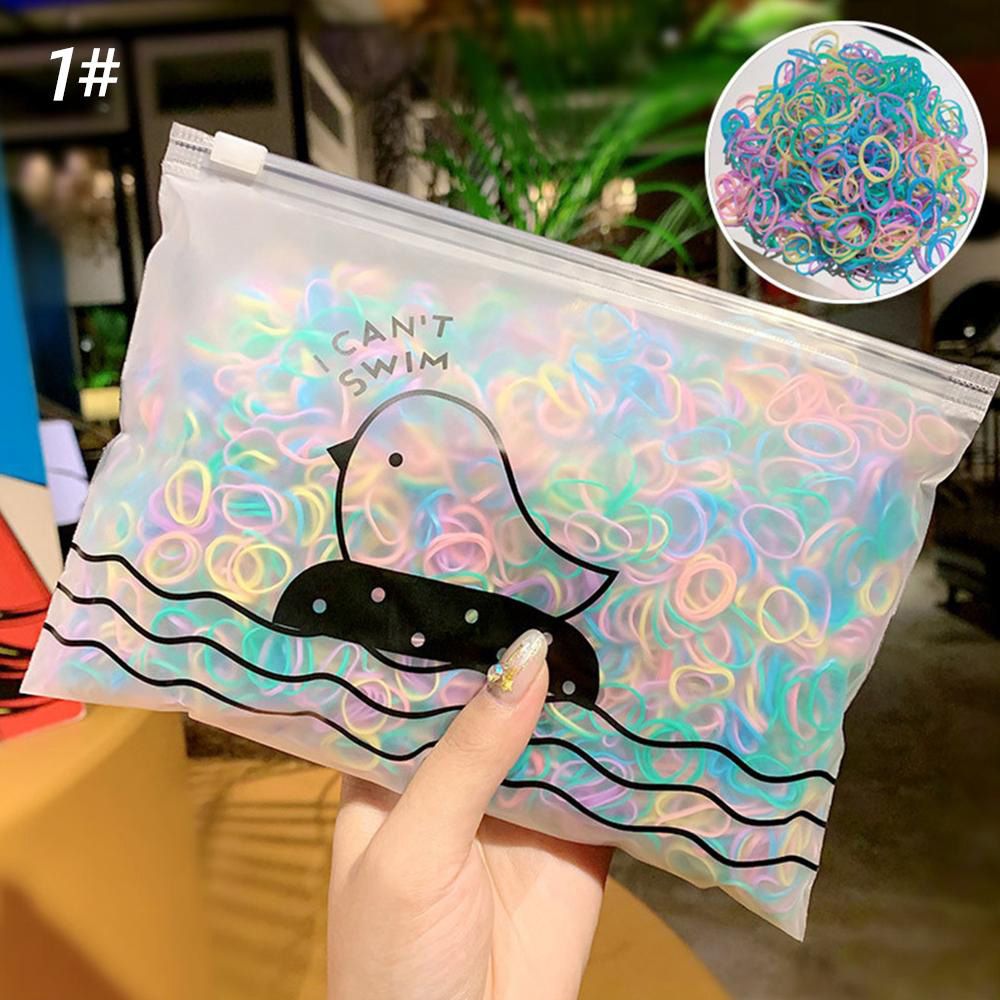 【ALLGOOD】1000Pcs/Pack Children Rubber Hair BanGirls Scrunchie Elastic Hair BanPonytail Holder Hair Rope Tie Gum Rings Women Hair Accessories Disposable