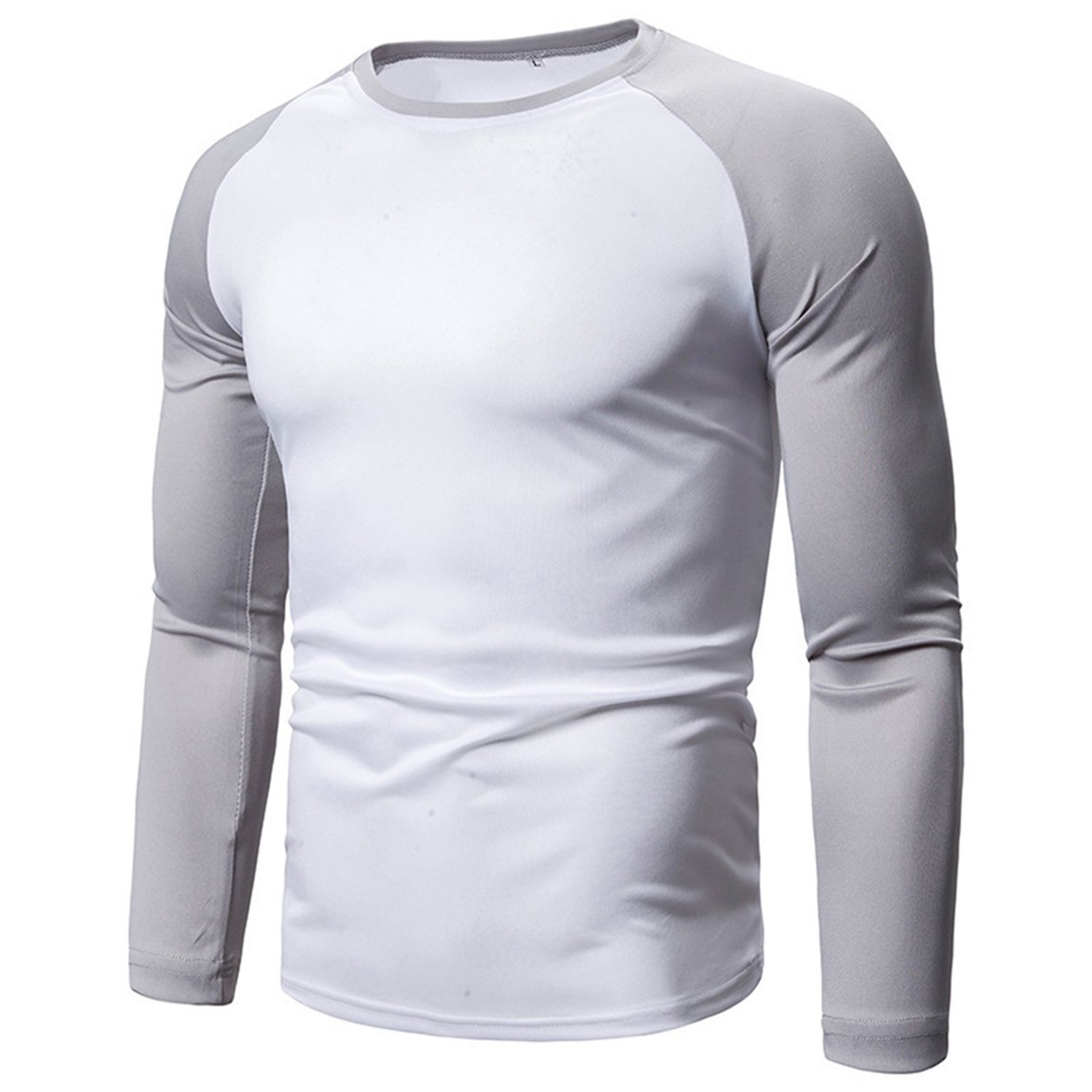 Men Shirt O Neck Raglan Sleeve Splicing Stitching T-shirt